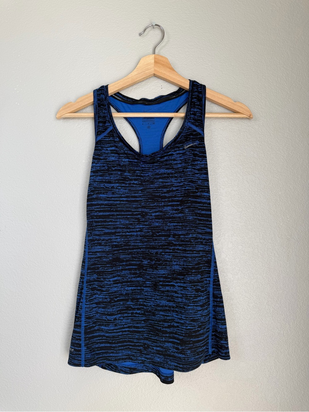 Nike Black and Blue Space-Dye Racerback Tank